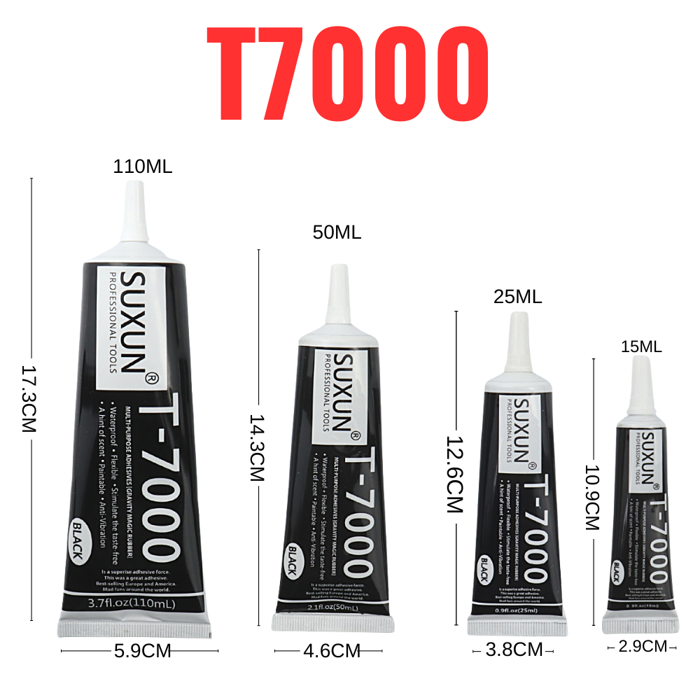 AKUaSUXUN-T7000-15ML-25ML-50ML-110ML-Noir-Contact-T-l-phone-R-paration-Adh-sif-T T7000 SUXUN PROFESSIONAL ADHESIVE BLACK GLUE FOR MOBILE LCD FRAME - Image 1