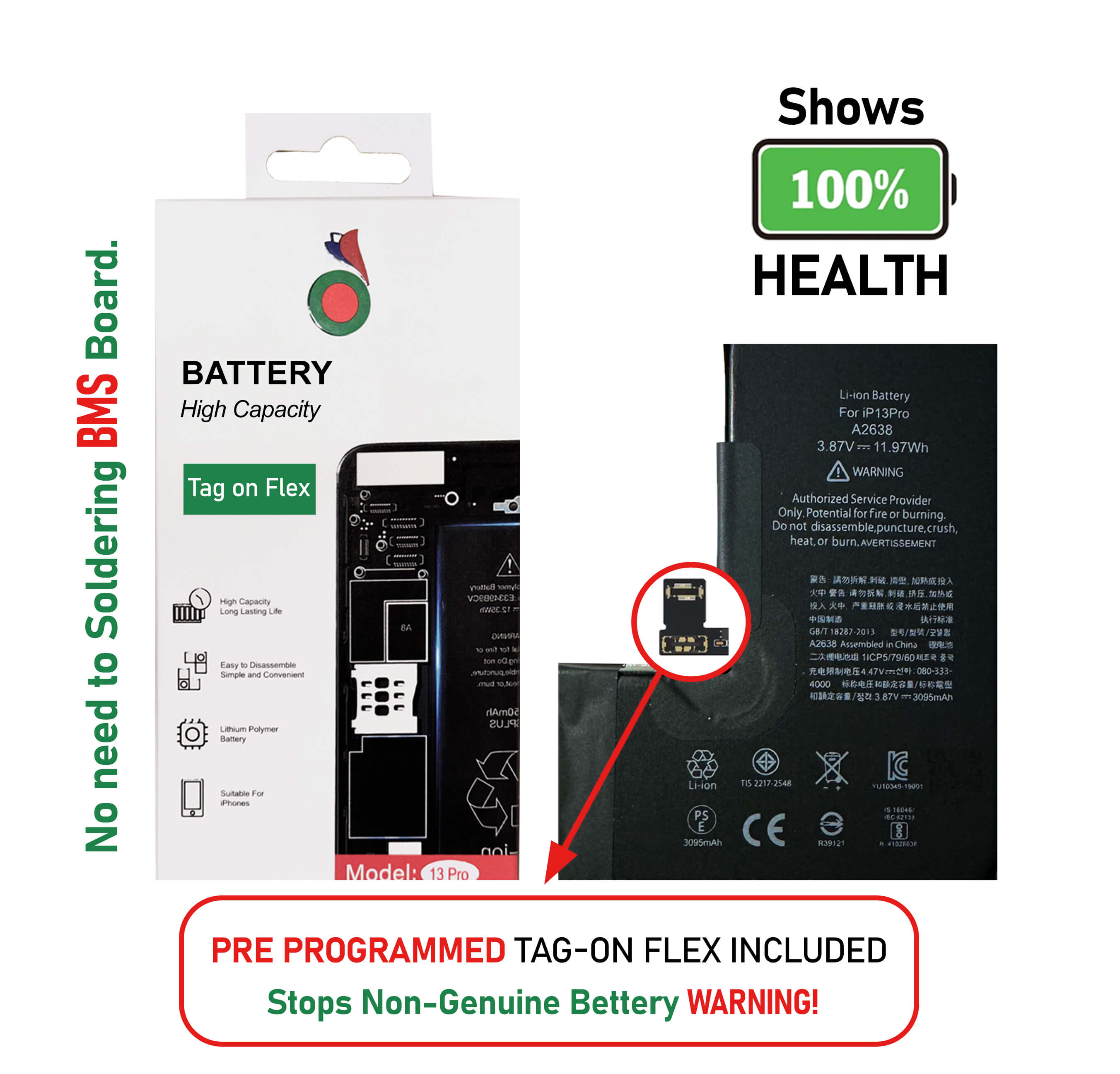 BetterypouriPhone_1_5830f20d-7f96-453e-9061-6c71d29a37a5 Batterie Pour iPhone 11 Sans Message errur Decode Version - Image 1