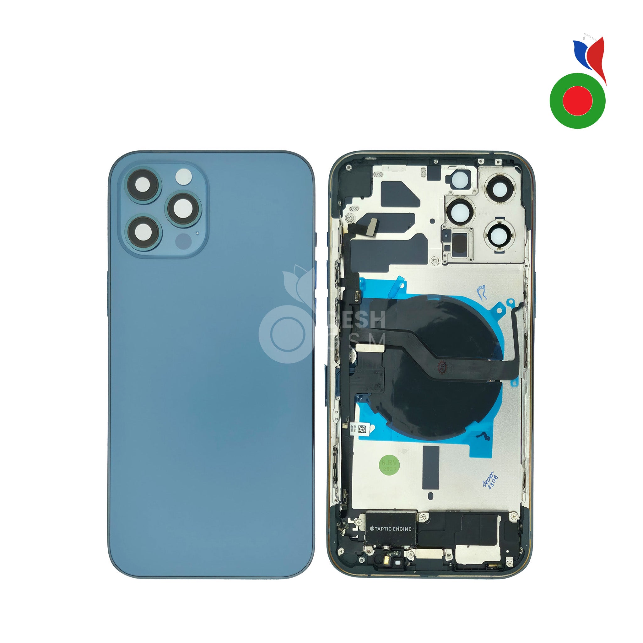 Chassis_AP_iPhone_12_PM_-_BL Chassis Complet avec Pièces iPhone 12 Pro Max (OEM) - BLEU PACIFIQUE | Sans Logo - Image 1