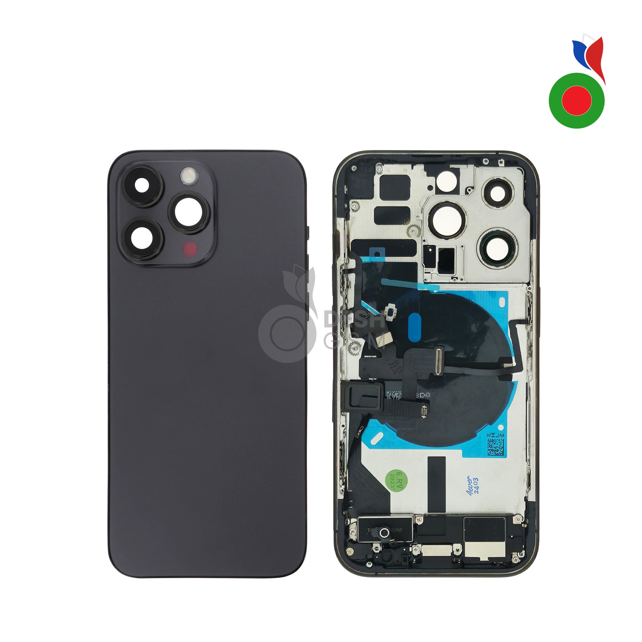 Chassis_AP_iPhone_14_PM_-_BK Chassis Complet avec Pièces iPhone 14 Pro (OEM) - NOIR SIDÉRAL | Sans Logo - Image 1