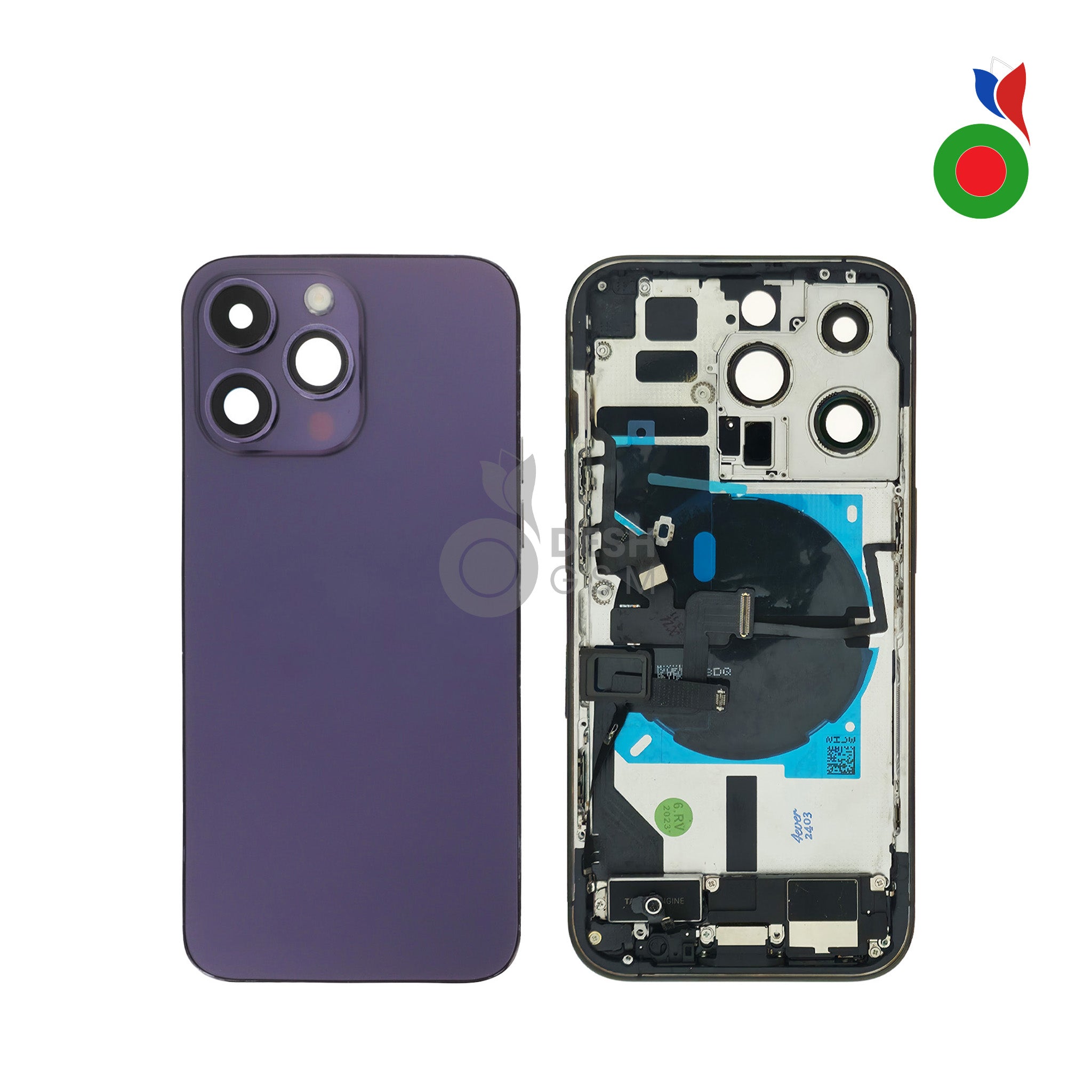 Chassis_AP_iPhone_14_PM_-_VL Chassis Complet avec Pièces iPhone 14 Pro (OEM) - VIOLET PROFOND | Sans Logo - Image 1