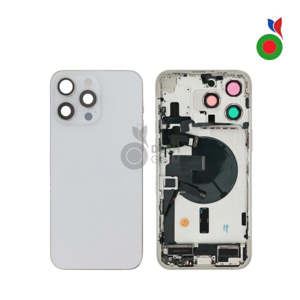 Chassis Complet avec Pièces iPhone 15 Pro (OEM) - TITANE BLANC | Sans Logo