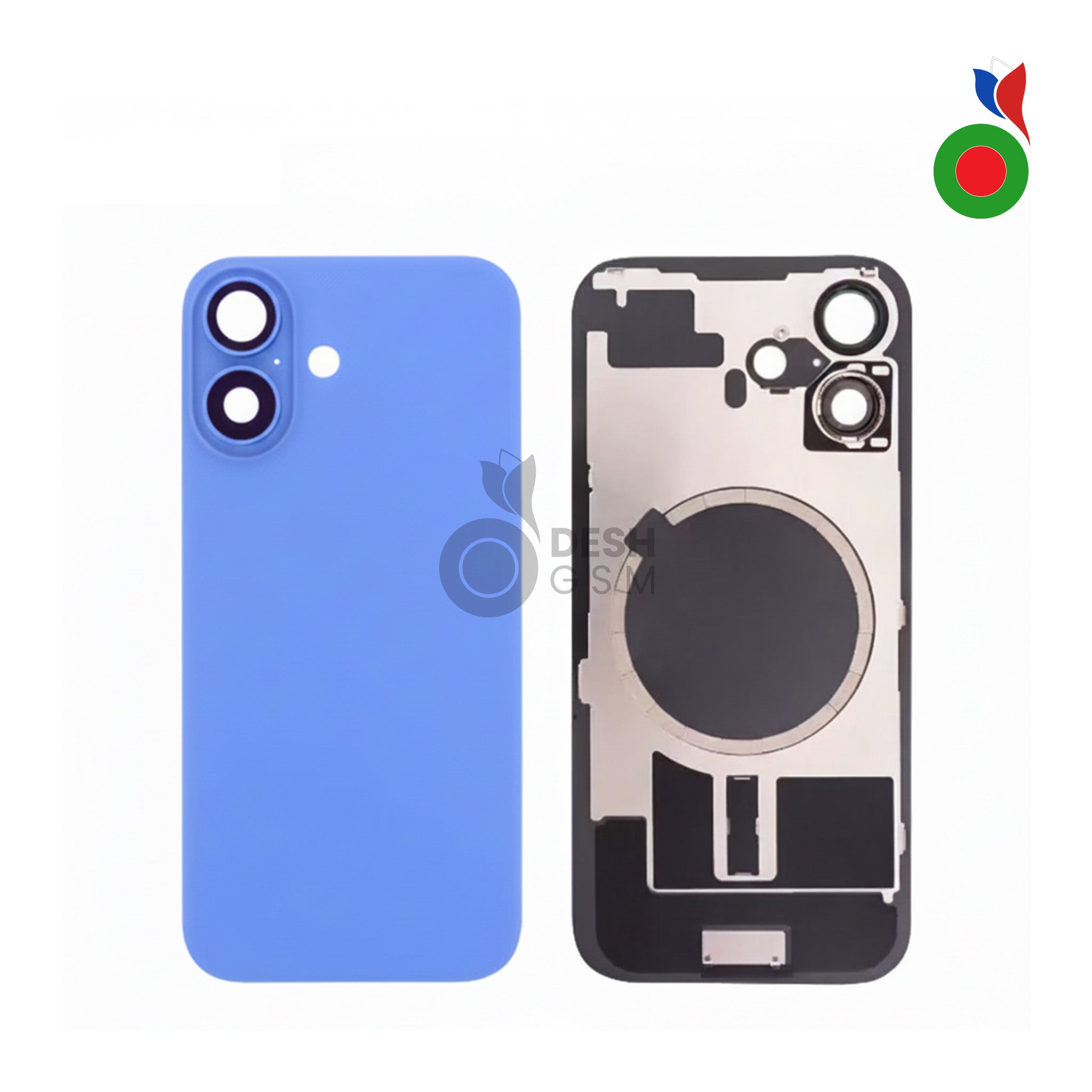 IP16PLA-MGBL_f88485d0-38c0-42b7-b8ac-a6c83895e267 Vitre Arrière Complète avec MagSafe - iPhone 16 | BLEU - Sans Logo - Image 1