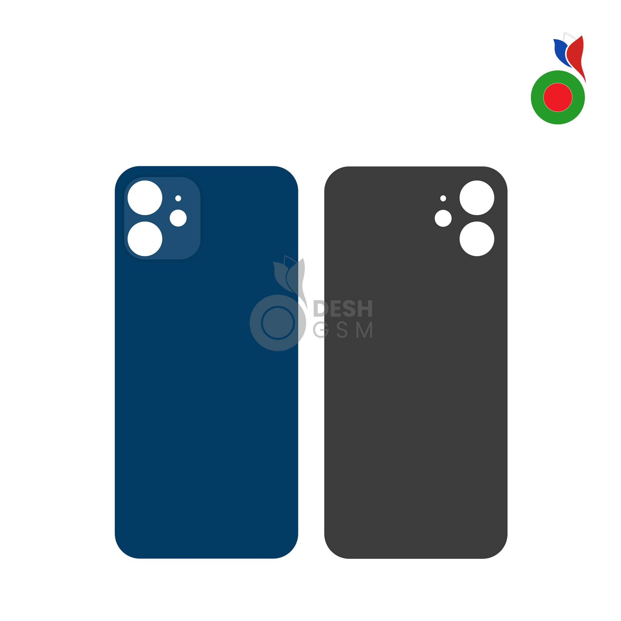 IP_12_Back_-_BL Vitre Arrière - iPhone 12 | BLEU - Sans Logo - Image 1