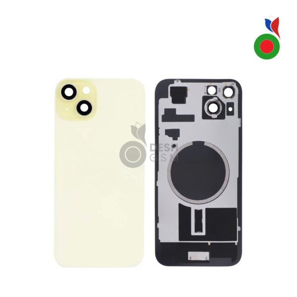 Vitre Arrière Complète avec MagSafe - iPhone 15 | JAUNE - Sans Logo