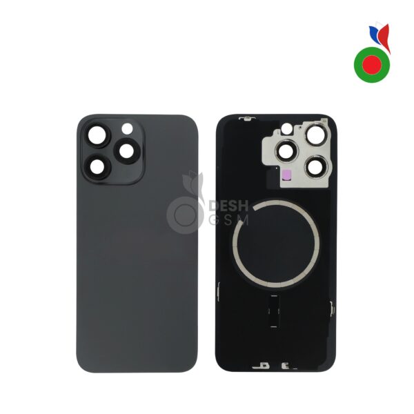 Vitre Arrière Complète avec MagSafe - iPhone 15 Pro | TITANE NOIR - Sans Logo