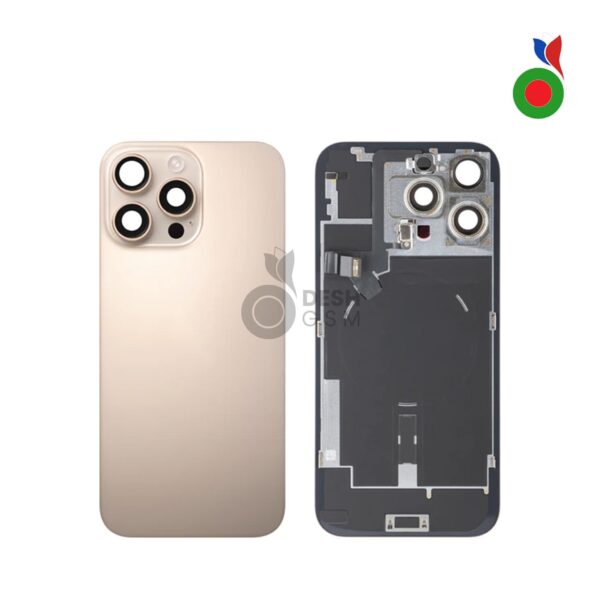 Vitre Arrière Complète avec MagSafe - iPhone 16 Pro | TITANE DÉSERT - Sans Logo