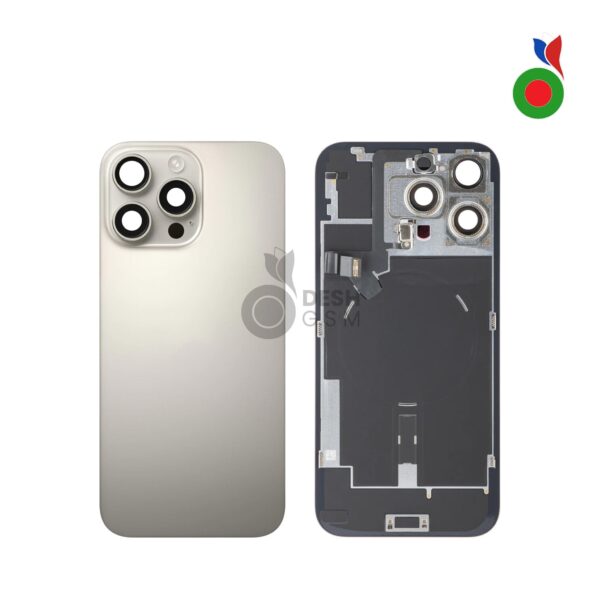 Vitre Arrière Complète avec MagSafe - iPhone 16 Pro Max | TITANE NATUREL - Sans Logo