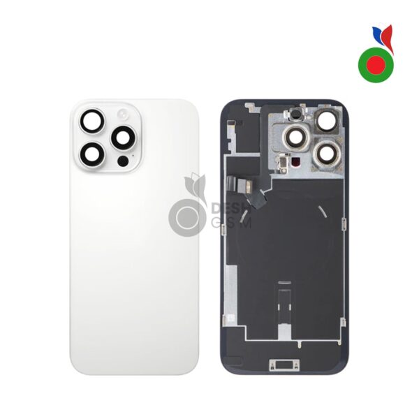 Vitre Arrière Complète avec MagSafe - iPhone 16 Pro Max | TITANE BLANC - Sans Logo