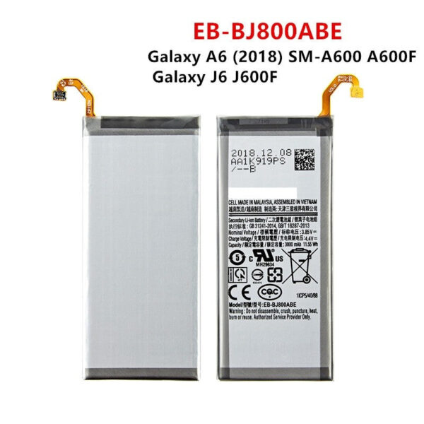 BATTERIE SAMSUNG J6 J600 A600F A6 2018J8 J800 A6 A605 J810F A805F COMPATIBLE