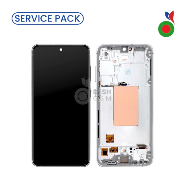 Ecran Complet LCD S24 FE 5G avec Chassis (BLANC) - SERVICE PACK | SAMSUNG