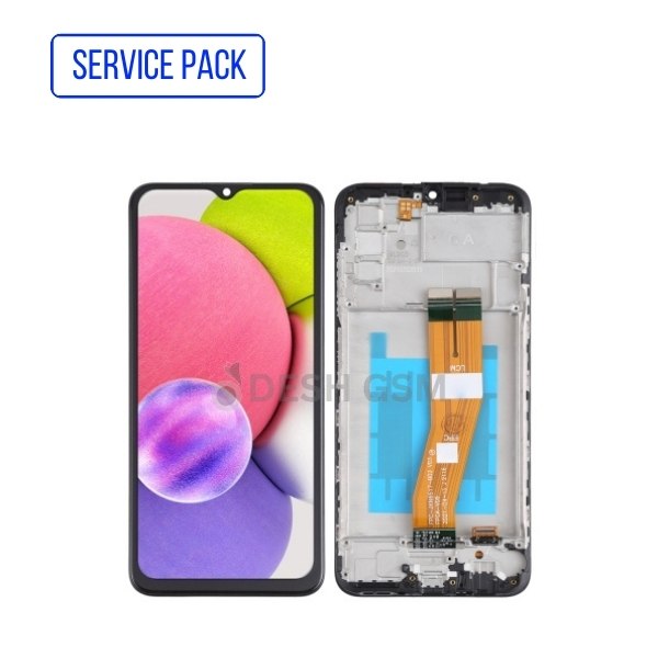 SAMSUNG A03S A037 LCD SERVICE PACK WITH FRAME GOLD FLEX