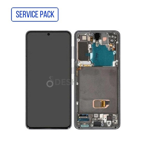 ECRAN SAMSUNG S21 5G G991 G991B SERVICE PACK AVEC CHASSIS  SILVER / BLANC*