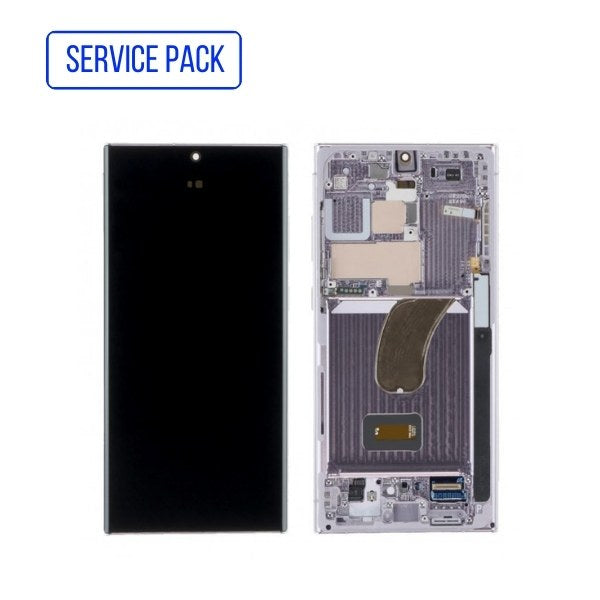 ECRAN SAMSUNG S23 Ultra 5G 2023 S918B SERVICE PACK AVEC CHASSIS (CREAM / SILVER)