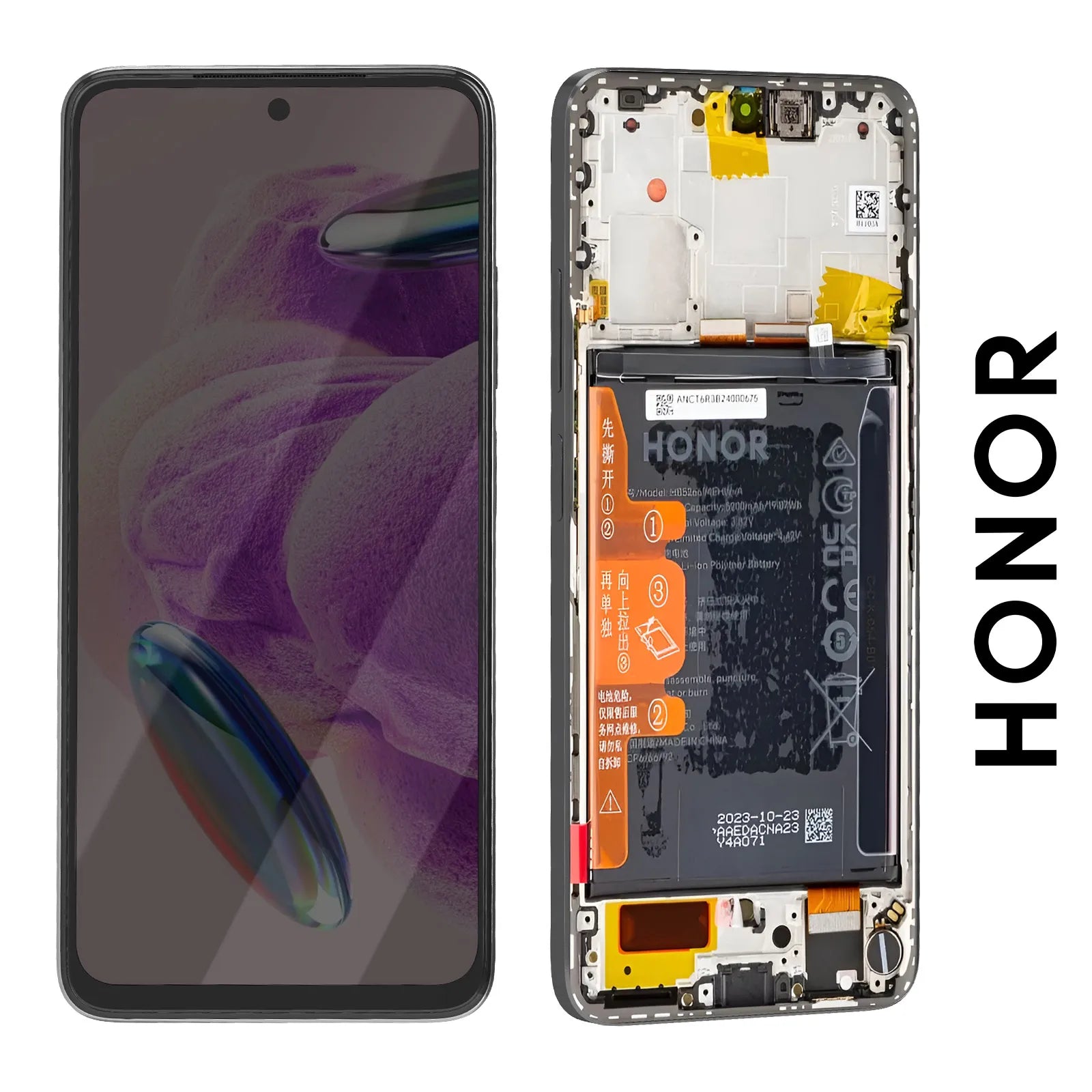 bloc-hnr-bk-m6l-1 Ecran Complet LCD Honor Magic 6 Lite | X9B 5G avec Chassis (NOIR) - ORIGINAL | HUAWEI - Image 1