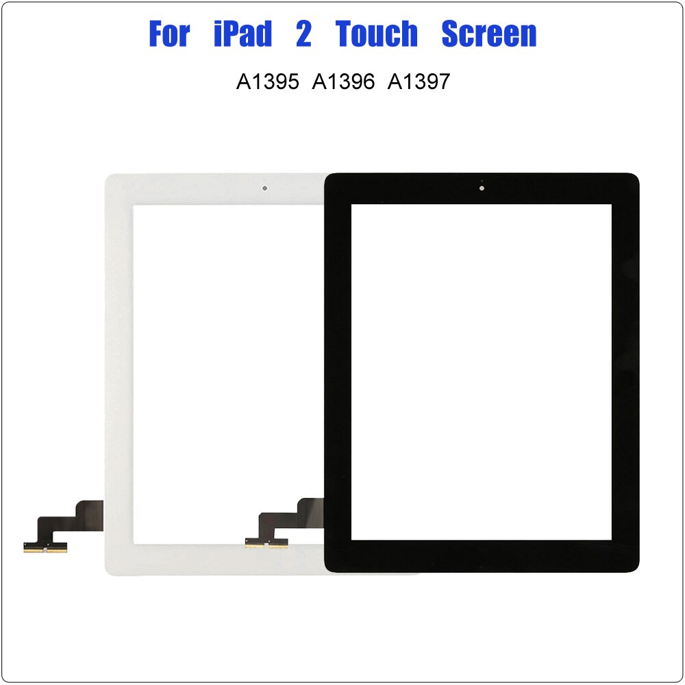 for-iPad-2-2nd-Gen-A1395-A1396-A1397-Touch-Screen-Digitizer-Front-Glass-Pannel-Screen-Replacement IPAD 2 A1395 A1396 A1397 TOUCH AVEC BUTTON HOME NOIR - Image 1